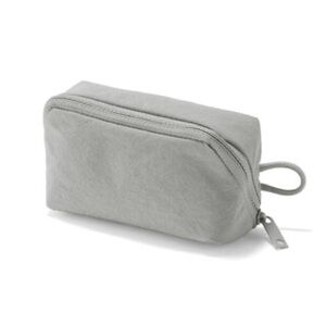 Muji Waterproof Wrinkle Nylon Wide-Open Pouch/Cosmetic Bag_Gray_NWT